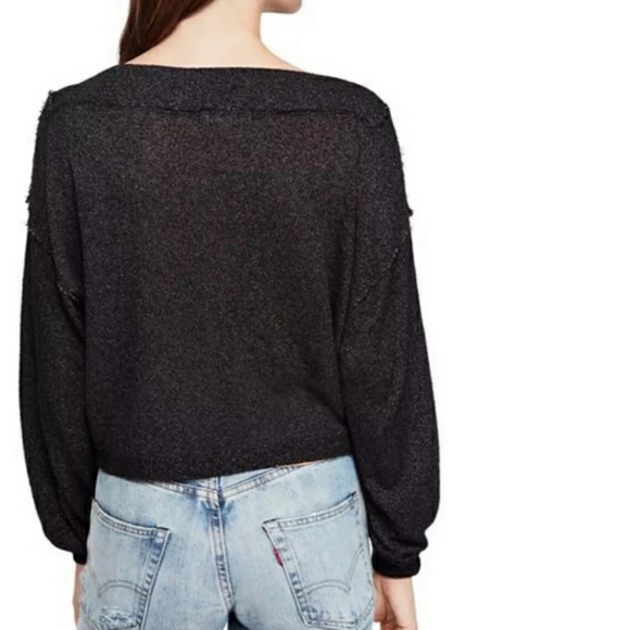 We The Free People Wide Neck Black Shirt XS New - Picture 2 of 8